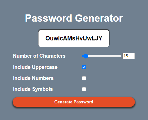 Image of JavaScript password generator project